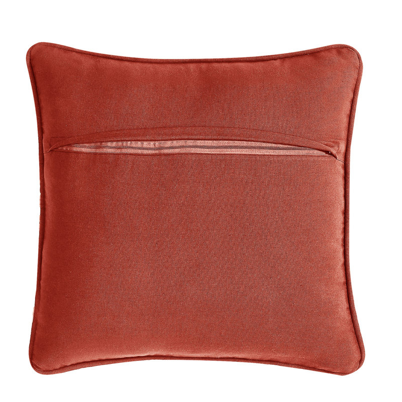 Ablo Textured Cotton Blend Throw Pillow, Red/Natural, Square 18"