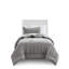 Édredon gris / double 3 pièces avec bourre, rembourrage de 350 g / m², lavable à la machine, inclus et 2 taies décoratives, étiqueté, po