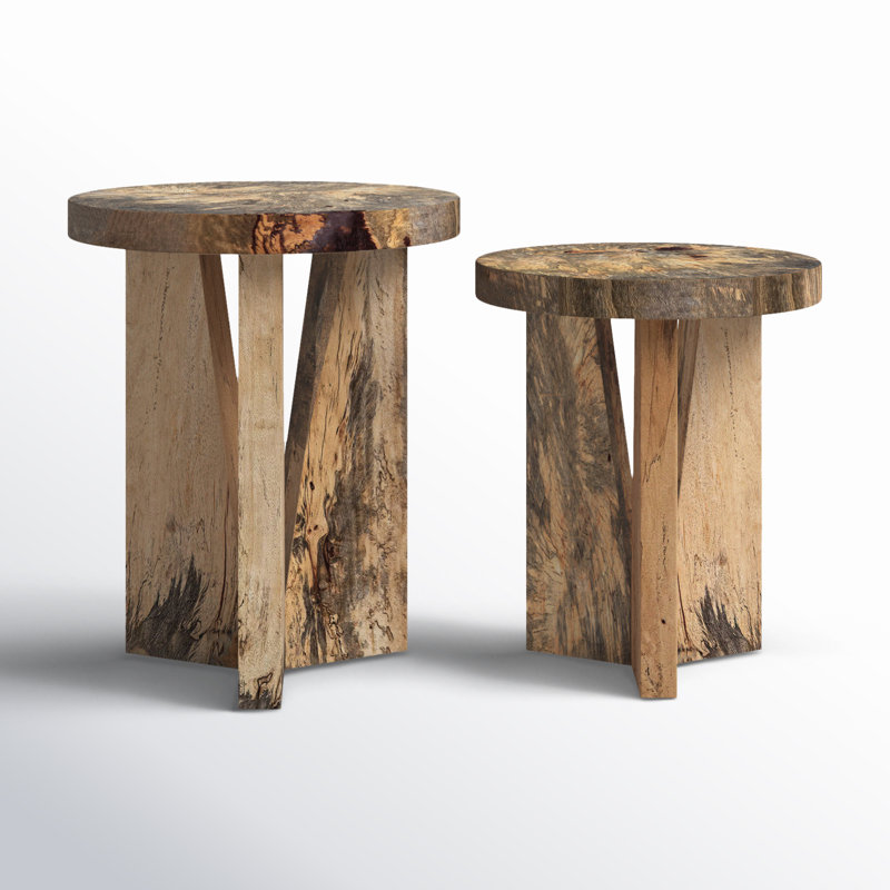 Leonora Solid Wood Nesting Tables, Brown