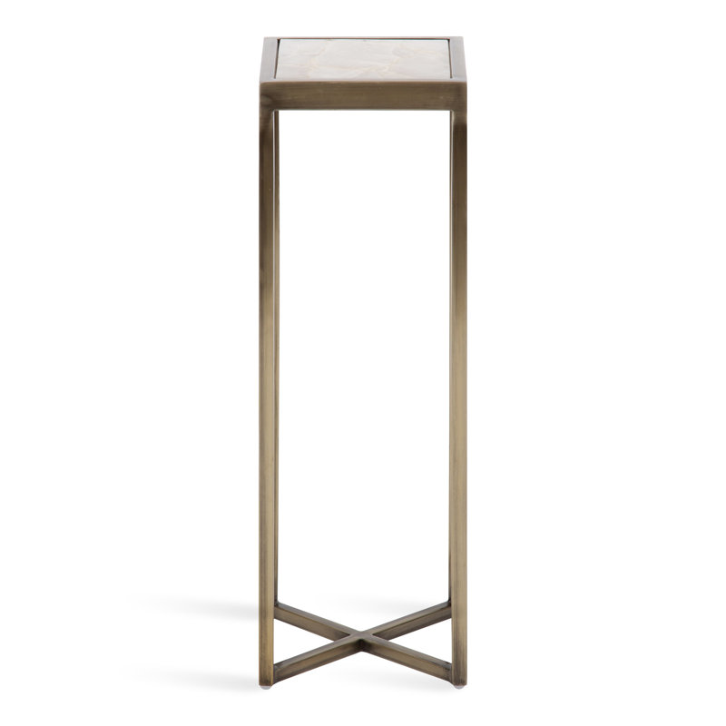 Marisol End Table, White Marble Top/Antique Brass Base