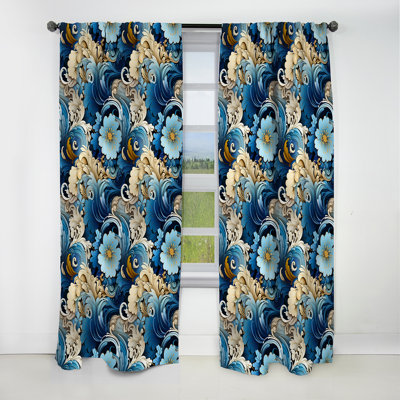 Motif cachemire à motif floral III - Rideau floral - Rideau occultant en velours - 1 panneau