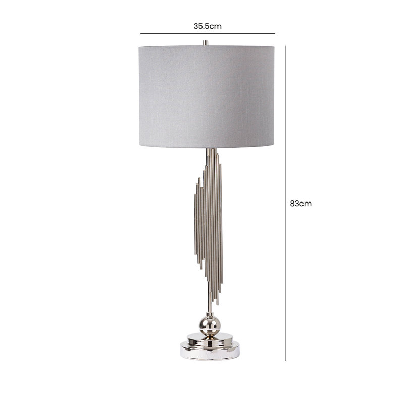 Swissvale 83cm Table Lamp for Bedroom Furniture, Luxury Bedside Buffet Lamp with Faux Silk Shade