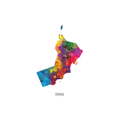 Oman Map by Michael Tompsett - Wrapped Canvas Print