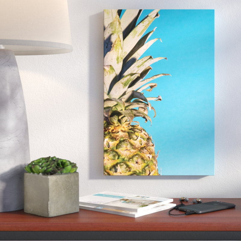 Large Pineapple - Graphic Art on Canvas, 18" H x 12" W, Wrapped Canvas