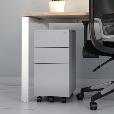30cm Wide 3 -Drawer Mobile Steel File Cabinet