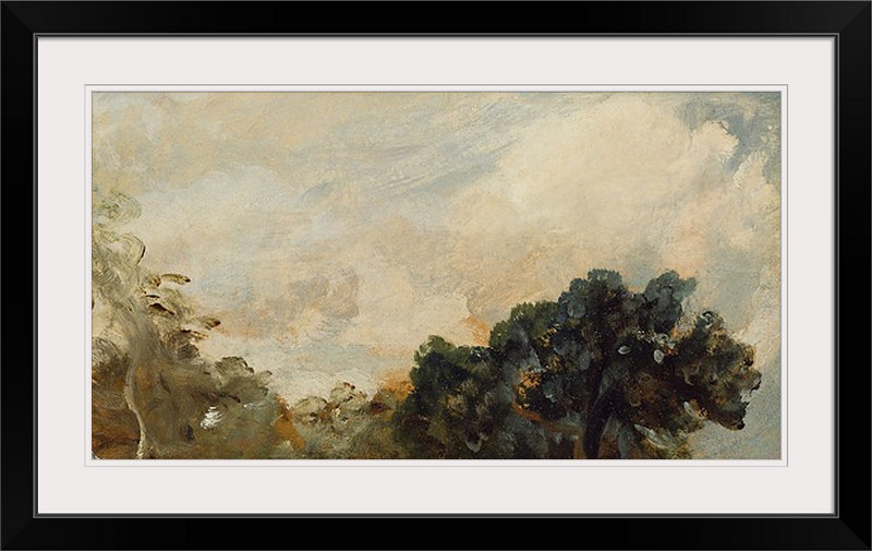 «Cloud Study with Trees, 1821» par John Constable, reproduction d'art, H 27 po x l 44 po x P 1 po, Cadre noir