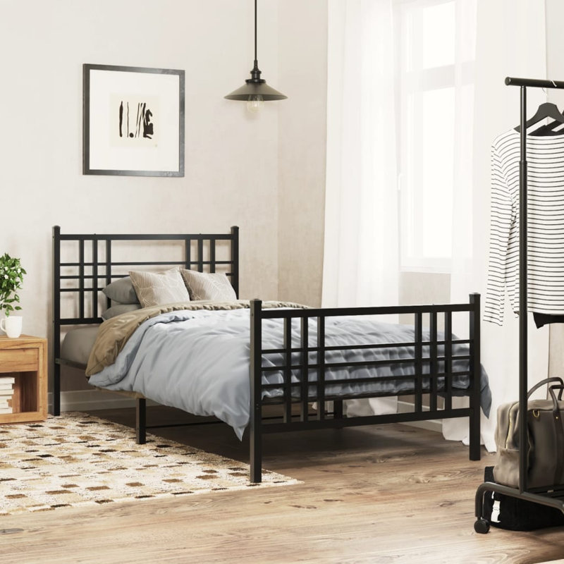 Klemme Metal Open-Frame Bed, Black, Twin XL