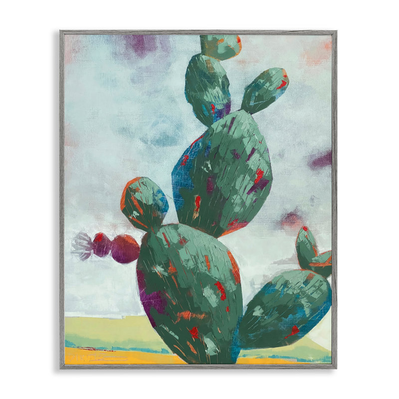 Giclée encadrée de cactus arrondis, debout par Dianna Fritzler, H 20 po x l 16 po, Gris