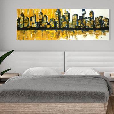 «Yellow and White City», reproduction de peinture acrylique sur toile tendue