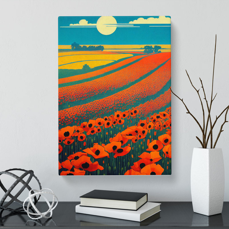 Brackston Poppy Field Nouveau - Wrapped Canvas, 50cm H x 35cm W x 3cm D