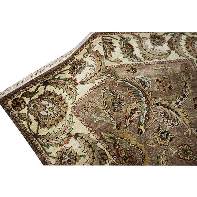 Tapis brun et doré de haute qualité noué à la main