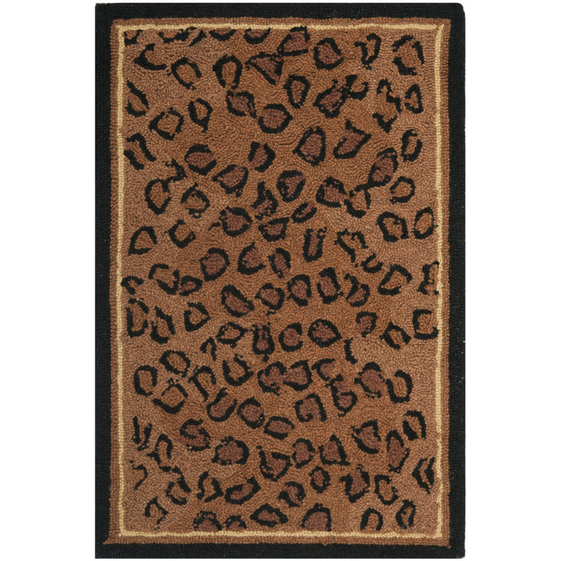 Altman Hand Hooked Wool Animal Print Rug, Rectangle 9' x 12'