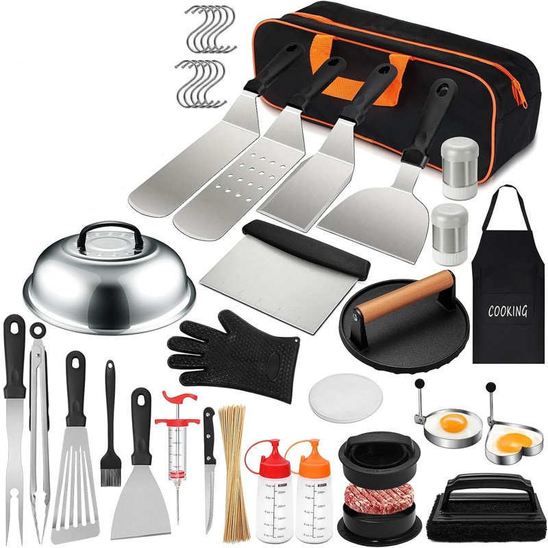 237-Piece Stainless Steel BBQ Tool Set, Complete Griddle Accessories Kit With Storage Bag, For Outdoor Grill Camping