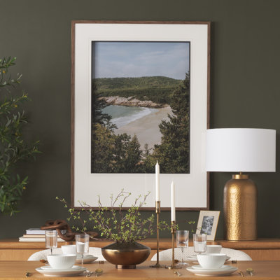 Maine Beach View By Kelly Frere Hand-Embellished Framedphoto Print Matted Under Glass