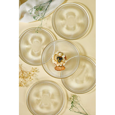 Elegant Dessert Plate Set (6 Pieces), 8.3 inches, 100% Glass, Transparent | Perfect for Serving Cakes, Pastries & Desserts | Stylish Design, Ideal for Parties & Special Occasions, Hand Wash Recommended