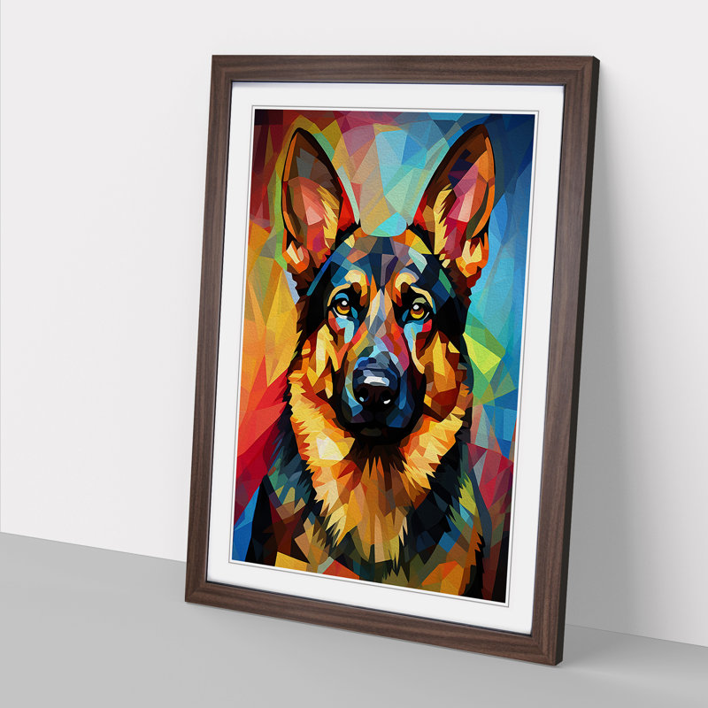 German Shepherd Orphism - Framed Print, Walnut, 34cm H x 25cm W x 2cm D