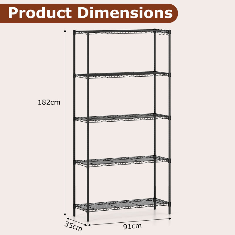 Metal Shelving Unit, 182cm H x 91cm W x 35cm D