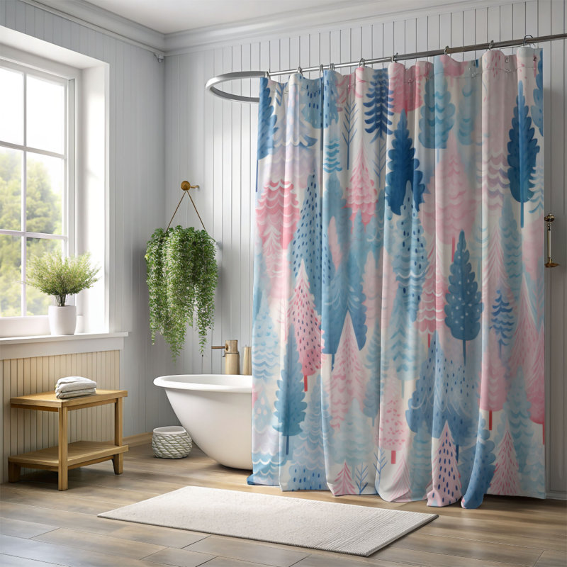 Rideau de douche Pink Fauna - Premium, H 74 po x l 71 po