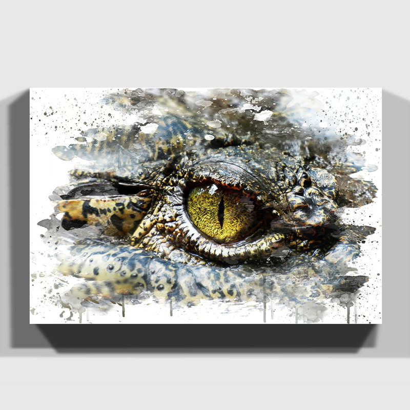 Crocodile Eye - Wall Art, 50cm H x 76cm W, Wrapped Canvas