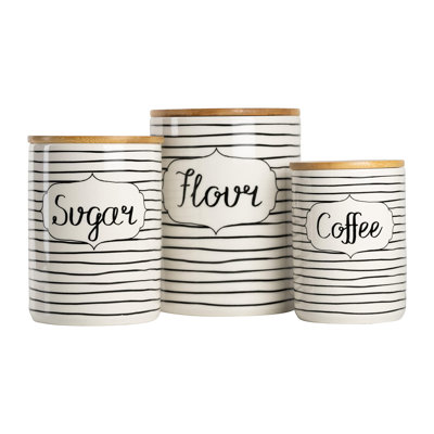 Diamond Embossed Ceramic Canister Set of 3 by 10 Strawberry Street, Kitchen Food Storage