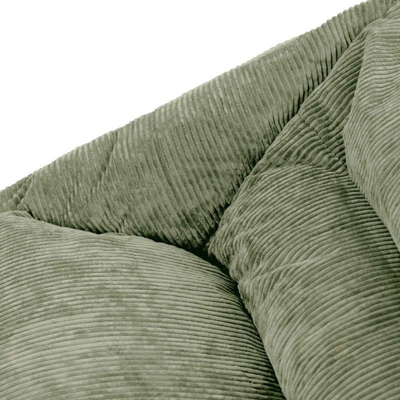 icon Cecilia Corduroy Two Seater Sofa Bean Bag and Round Footstool, Grey, Green