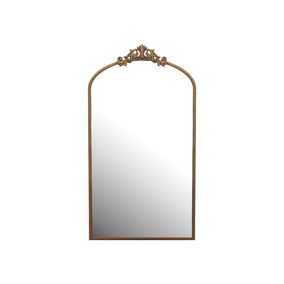 Wall Mirror 43X24 Inch Vintage Ornate Arched Floor Mirror Metal Framed Mirror Dressing Mirror, For Entryway, Living Room, Bedroom,  Antique Bronze