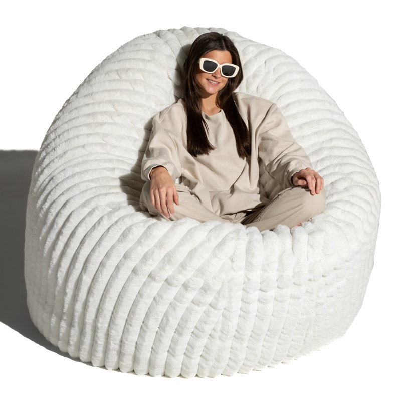 Fauteuil à billes 7 pi Cocoon - Giant, Fausse fourrure ivoire
