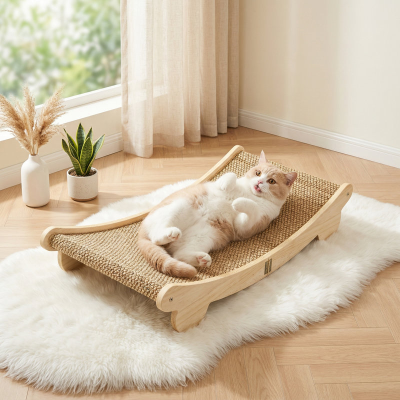 Lit à griffes pour chat extra-large, lit à gratter et lit pour chats d'intérieur de 31,5 pouces, mobilier pour chat moderne pour se gratter et se reposer