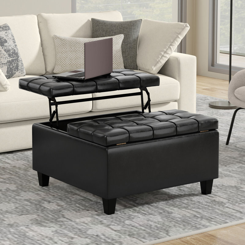Table basse avec repose-pieds Harrison, H 16,5 po x L 30 po x l 30 po, Noir