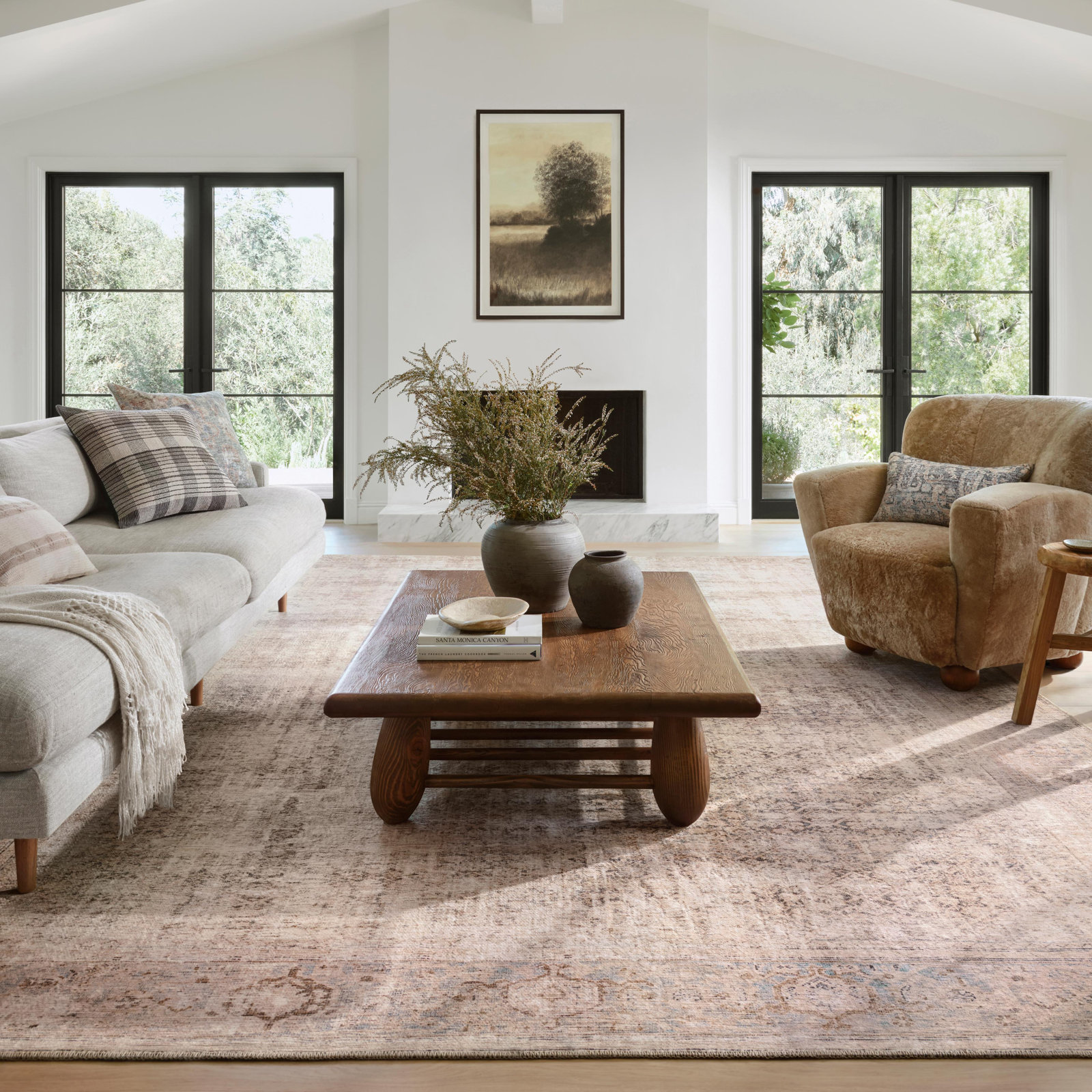 Georgie Oriental Ocean/Sand Area Rug, Rectangle 5' x 7'6"