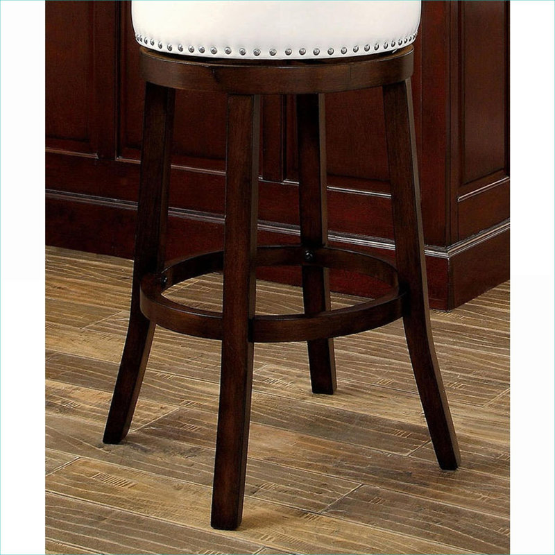 Ensemble de 2 tabourets de bar pivotants de 30 pouces, avec revêtement en tissu blanc pur et pieds en bois de chêne foncé pour comptoir de cuisine
