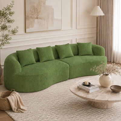 A 110-Inch Oversized Sofa Bed, Specially Designed For The Living Room, Is A Modern-Style Soft Plush Sofa That Can Accommodate Four People And Comes With 4 Throw Pillows. No Assembly Required