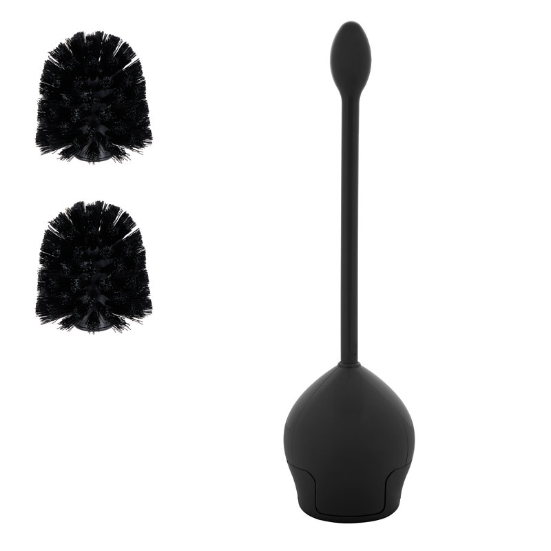Black Ergonomic Tulip Toilet Bowl Brush with Holder
