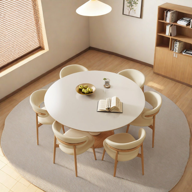 Matte Rock Plate Round Dining Table, 29.5"H x 43.3"L x 43.3"W
