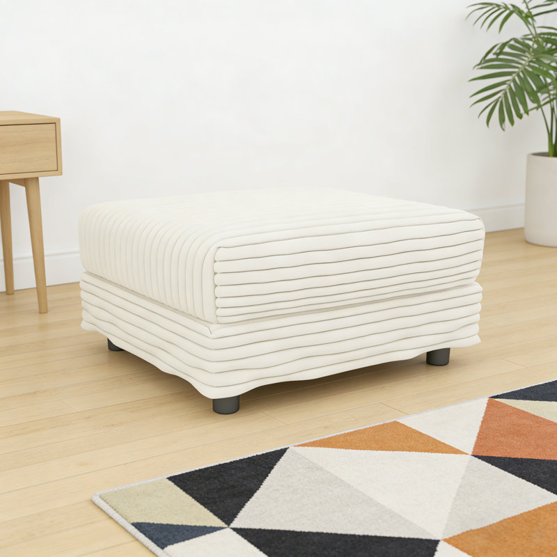 Plush Corduroy Ottoman, Compatible With 2 - Seater, 3 - Seater & 4 - Seater Sofas, Ideal For Living Rooms, Apartments, Offices, Beige Color