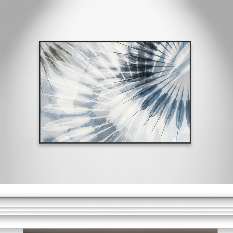 Dance of the Rays I - Blue Version Print par Eva Watts, Noir, H 41,5 po x l 61,5 po