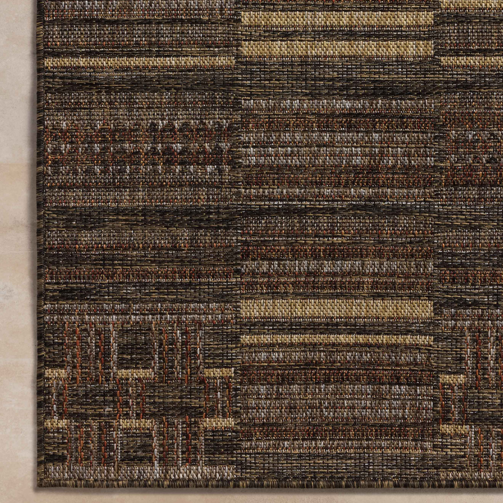 Altia Spice Tobacco Geometric Outdoor Rug, Rectangle 2'3" x 3'9"