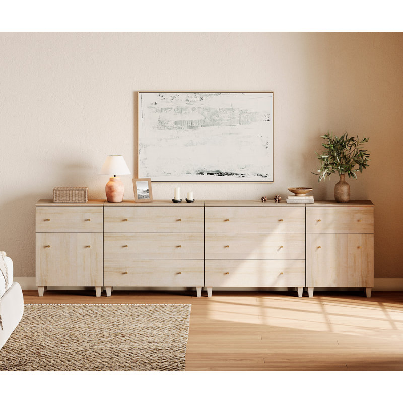 4-In-1 Dresser Chests With 8 Drawers And 2 Shelves For Bedroom, Biscotti
