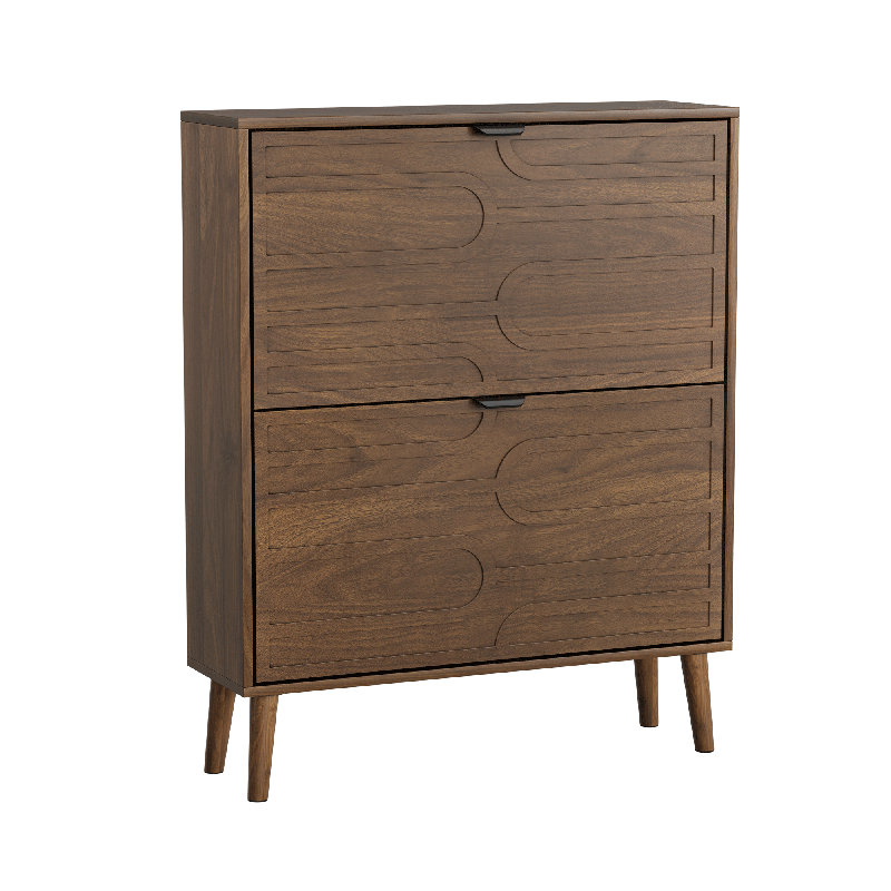 Modern Shoe Storage Cabinet with 2 Flip Drawers & Adjustable Shelves, 16-20 Pairs Shoe Organizer for  Entryway,Front Door