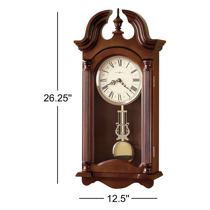 Everett Modern & Contemporary Wall Clock, Hardwood Case with Triple-Chime Harmonic Movement and Bras