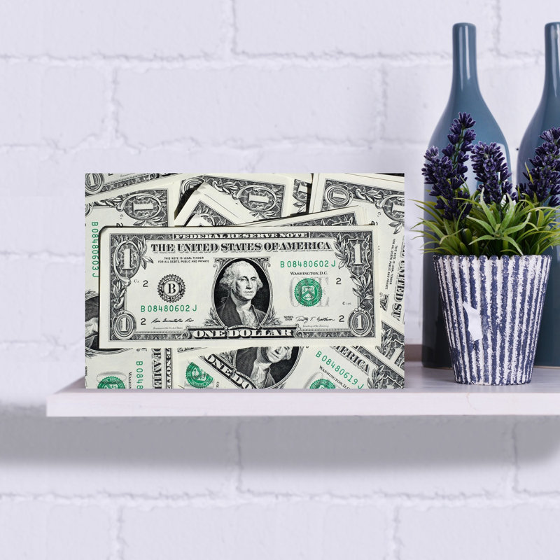 American One Dollar Bill Contemporary Wall Art Print 1 Piece Wrapped Canvas Wall Art, 30.48cm H x 45.72cm W