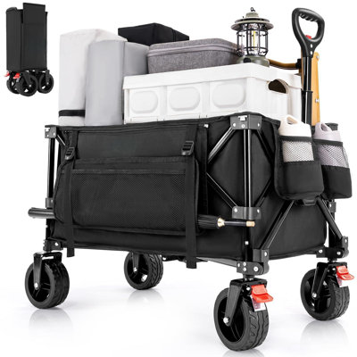 150L Wagon Cart Foldable, Collapsible Beach Wagon With Big All-Terrain Wheels, 220Lbs Heavy Duty Folding Utility Grocery Wagon For Shopping, Sports, C -  PET SUPPLY PLUS INC, HYC0DJ63V3G5