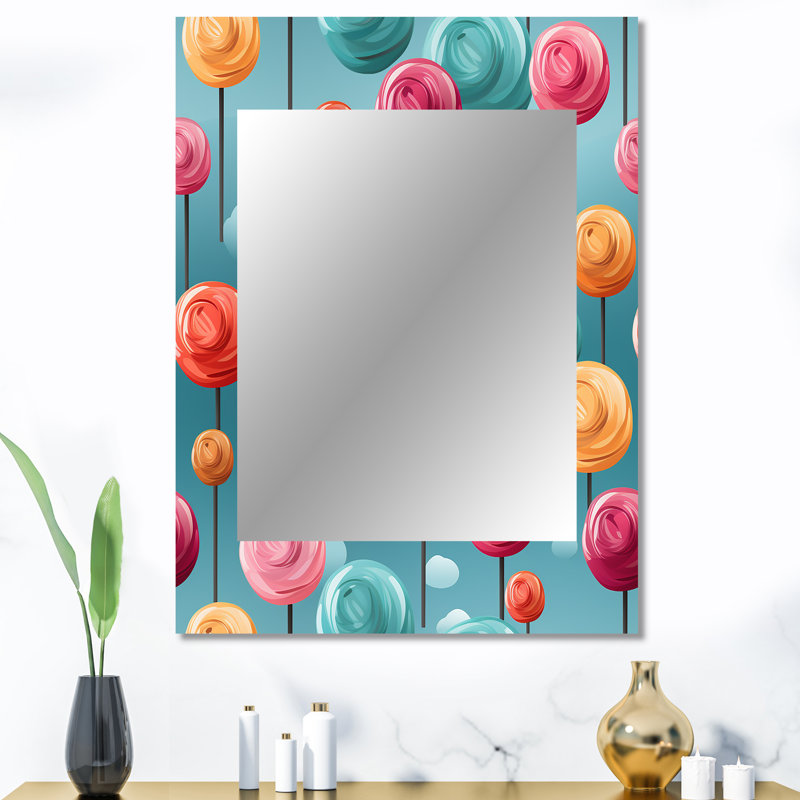 Lollipop dream pattern IV - Desserts Decorative Mirror, Traditional Wall Mirror, Printed Metal Art, 40" x 30"