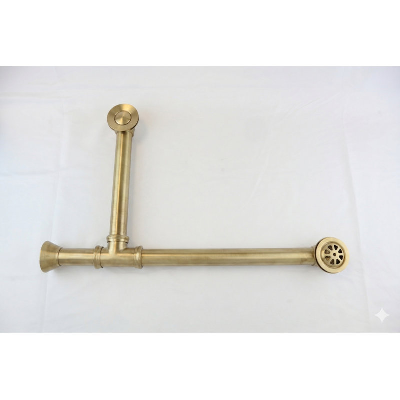 Chain and Stopper Waste and Overflow Tub Drain P0007TE by Strom Living, Unlacquered Satin Brass