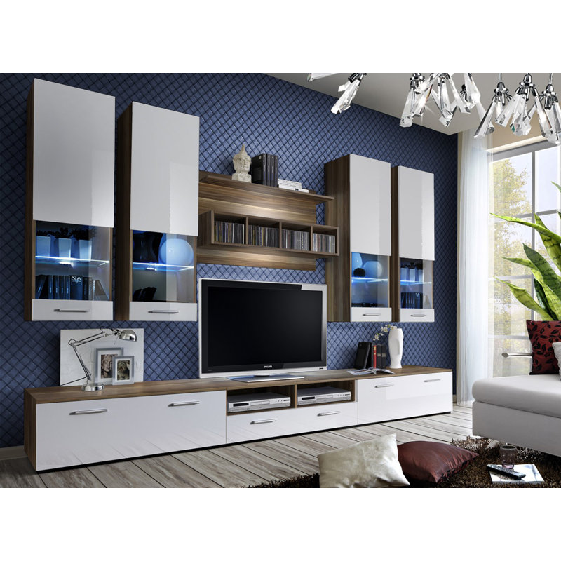 Balmorhea TV Stand for TVs up to 65", Walnut/White