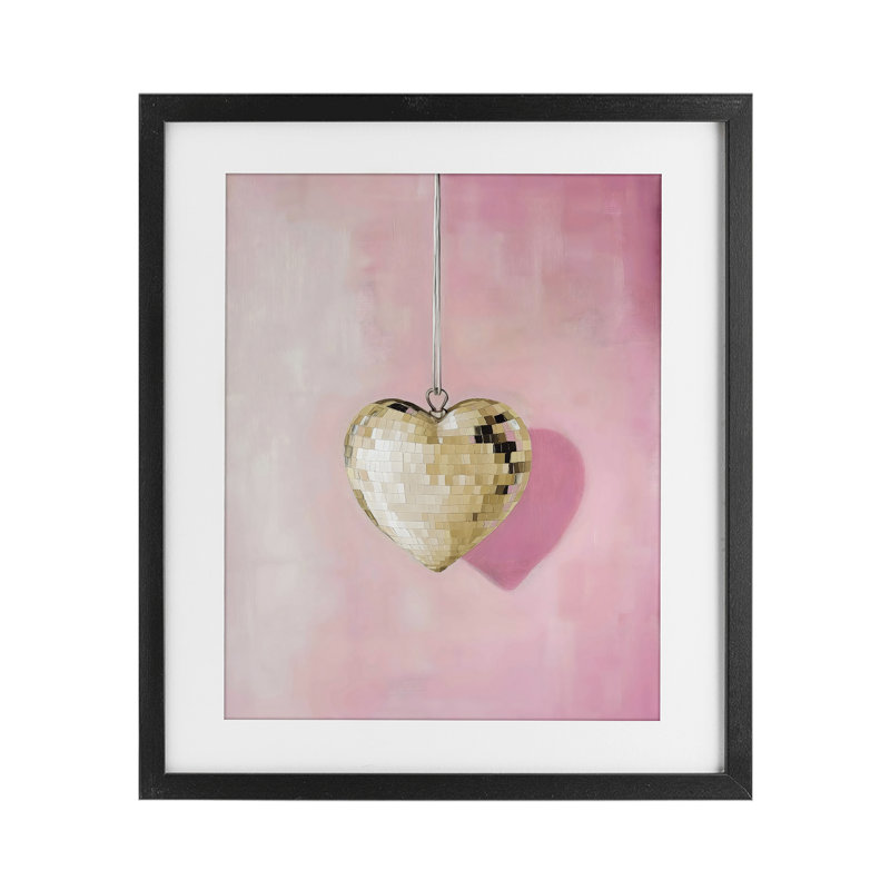 «Gold Disco Heart», impression encadrée sous verre par Arlington Prints, H 21 po x l 17 po, Cadre noir minuit