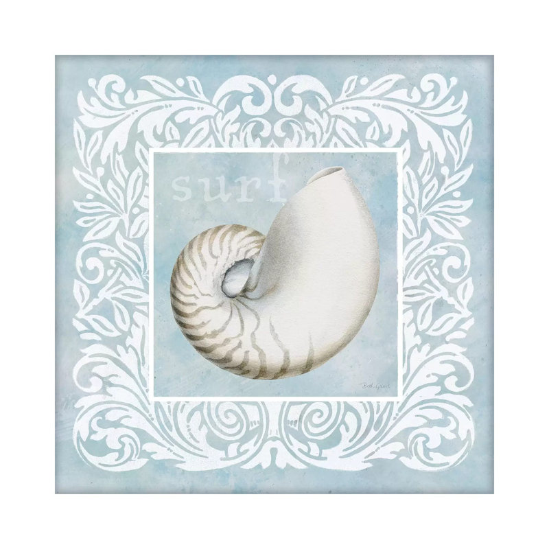 Sandy Shells Blue On Blue Nautilus by Beth Grove - Wrapped Canvas Gallery-Wrapped Canvas Giclée