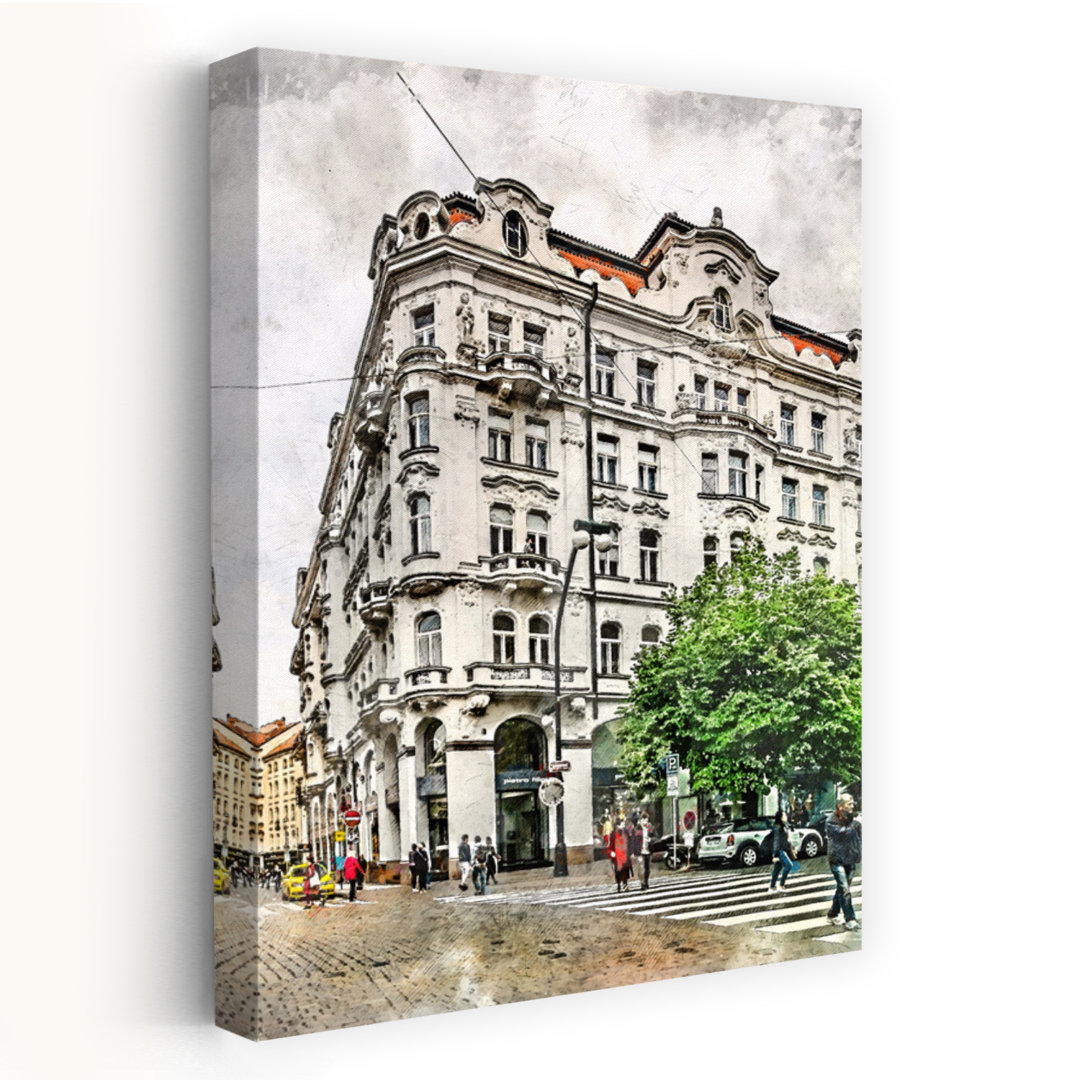 Ornate City Corner Classic Abstract Architecture City Wall Art Print