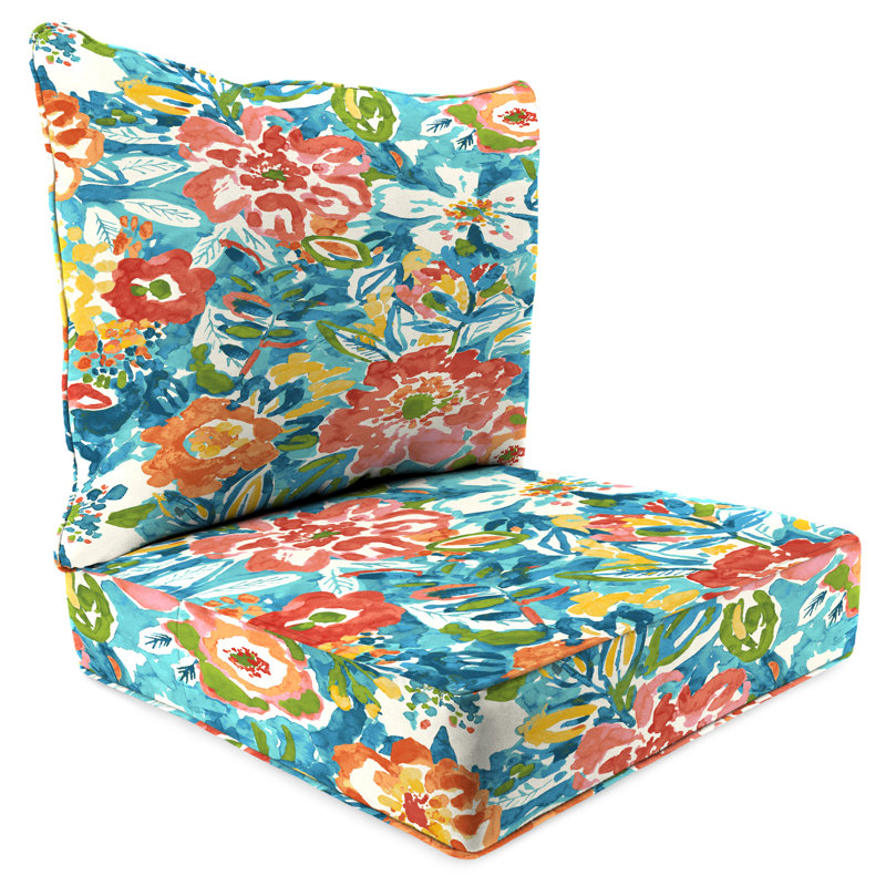 24" x 26.5" Outdoor Deep Seat Chair Cushion Set with Welt, Hixon Marble