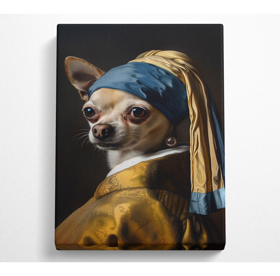 Dog With A Pearl Earring - Kunstdrucke auf Leinwand ohne Rahmen